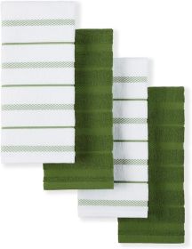 Albany Kitchen Towel 4-Pack Set, Matcha Green/White, 16"x26"
