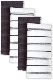 Kitchen Towel 4-Pack Set, Matte Black/White, 16"x26"