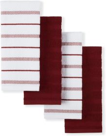 Kitchen Towel 4-Pack Set, Smoked Paprika Red/White, 16"x26"