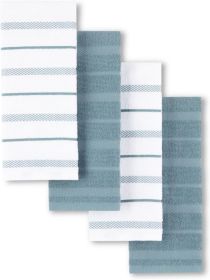 Kitchen Towel 4-Pack Set, Fog Blue/White, 16"x26"