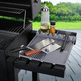 Silicone Tools Mat for Griddle Kitchen Cooking Baking Countertop-Side Shelf Spatula Mat with Drip Pad for Blackstone Weber Traeger Pit Boss Flat (Color: Gray)